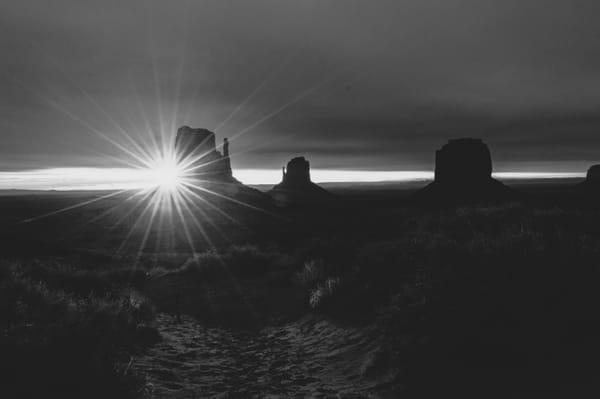 Path into the desert and the setting sun.